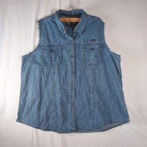Harley Davidson 3W Plus Size Denim Vest American Legend Sleeveless Cut-off Back